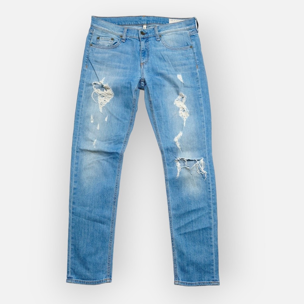 rag & bone JEAN The Dre Women's 28 Distressed Slim Fit Boyfriend Blue Denim USA